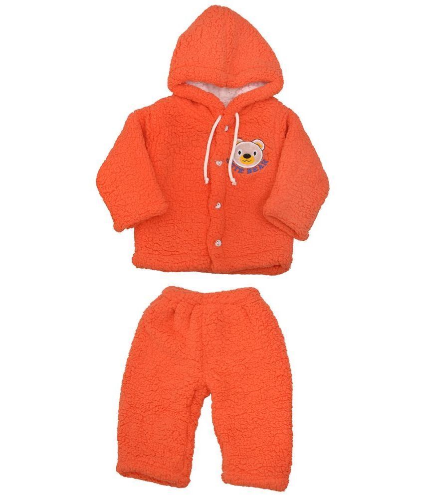     			Little ones Orange Cotton Blend Baby Boy Sweatshirts & Trouser ( Pack of 1 )