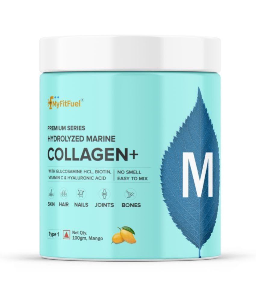     			MyFitFuel Hydrolyzed Marine Collagen with Hyaluronic Acid, Biotin, Zinc & Vitamin C. 100g, Mango