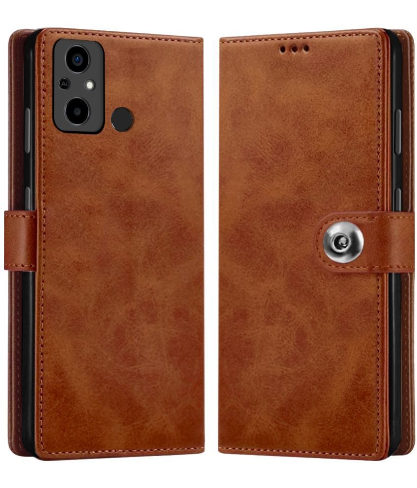     			NBOX Brown Flip Cover Leather Compatible For POCO C55 ( Pack of 1 )