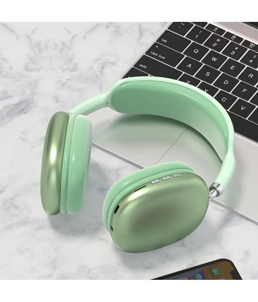     			OLIVEOPS P9 Green Headphones Bluetooth Bluetooth Headphone On Ear 4 Hours Playback Active Noise cancellation IPX4(Splash & Sweat Proof) Green