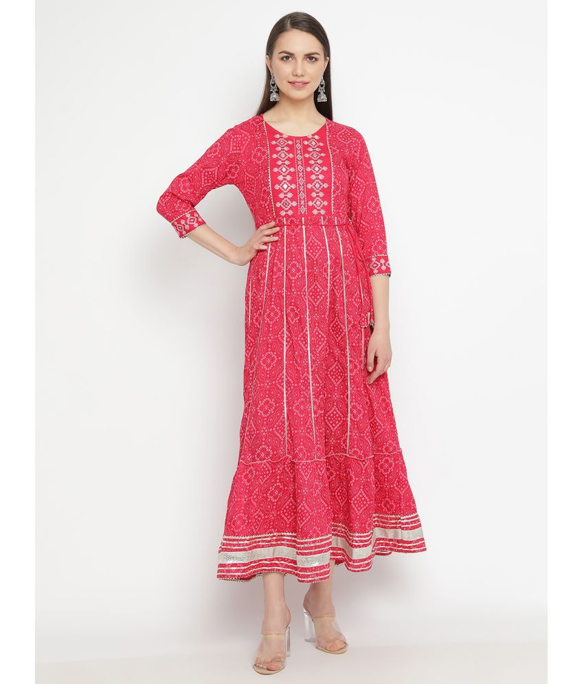     			aayusika Rayon Printed Full Length Women's Gown - Pink ( Pack of 1 )