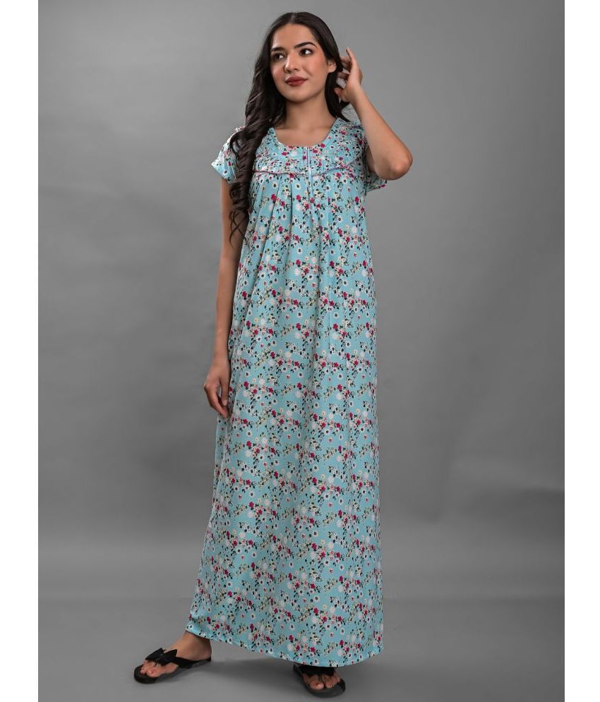     			Apratim Turquoise Satin Women's Nightwear Nighty & Night Gowns ( Pack of 1 )