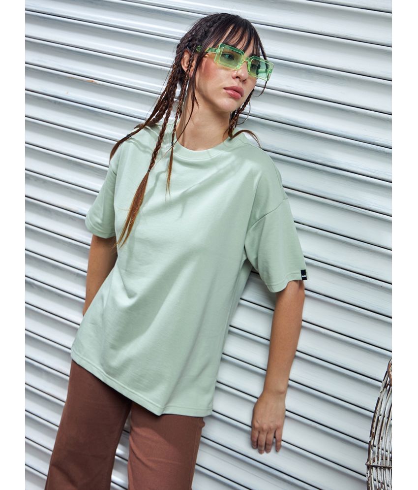     			Bewakoof - Green Cotton Blend Loose Fit Women's T-Shirt ( Pack of 1 )