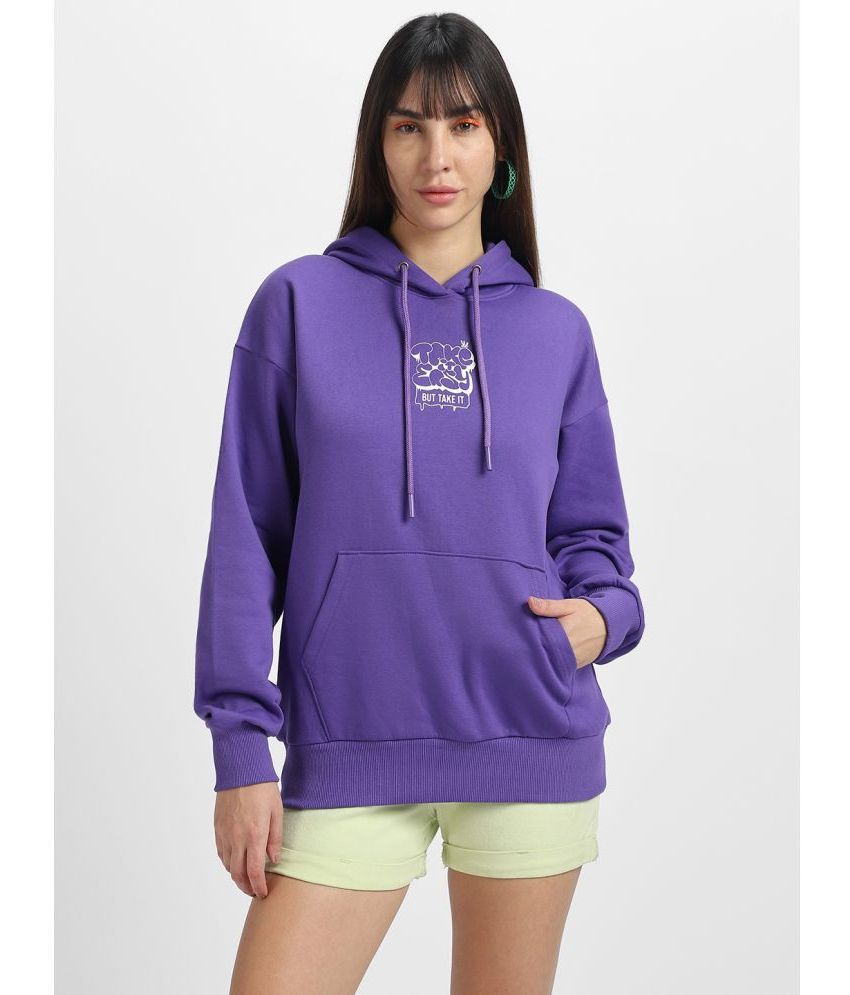     			JUNEBERRY Cotton - Fleece Women's Hooded Sweatshirt ( Purple )