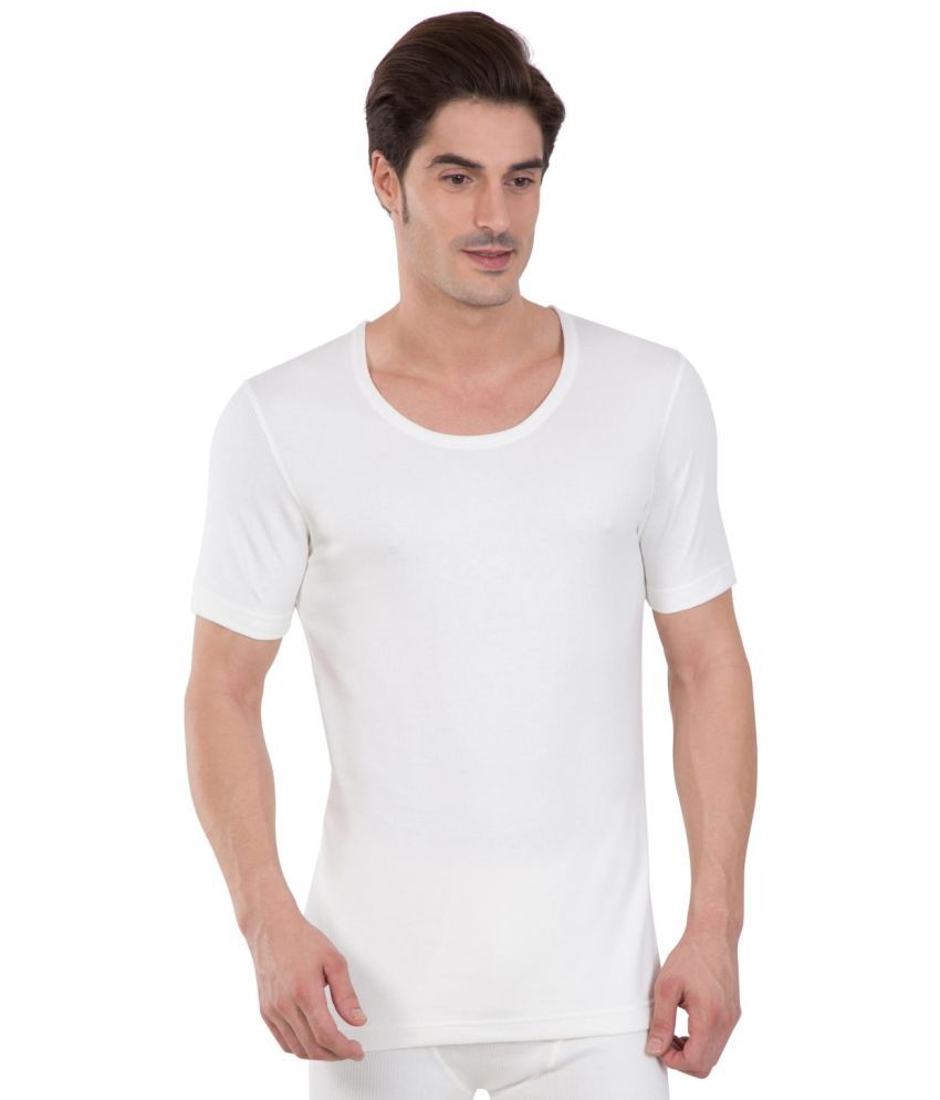     			Jockey 2400 Men Super Combed Cotton Rich Half Sleeved Thermal Undershirt - Off White