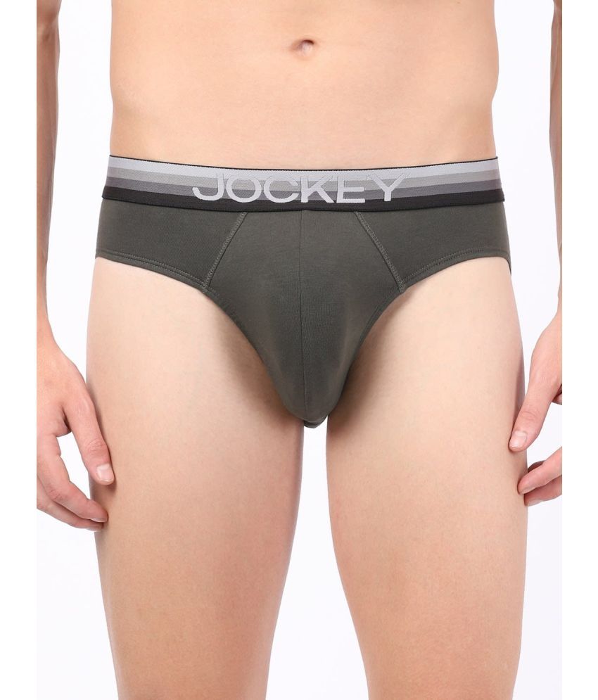     			Jockey US07 Men Super Combed Cotton Elastane Solid Brief with Ultrasoft Waistband - Deep Olive