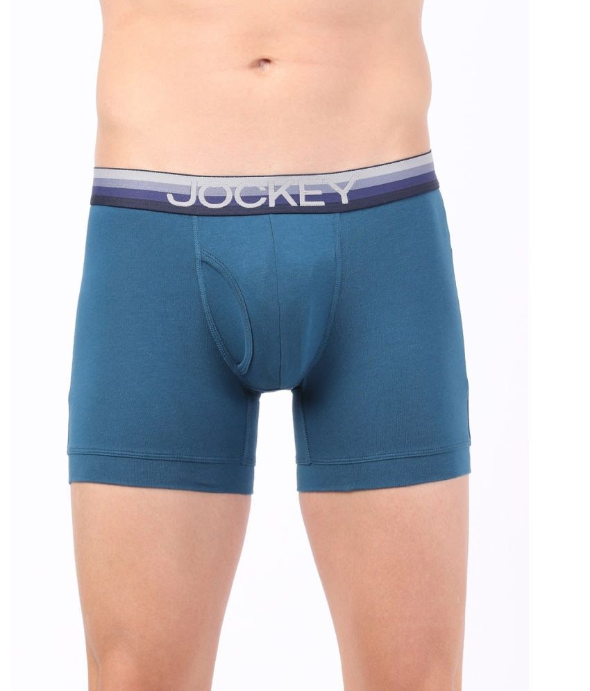     			Jockey ZN03 Men Super Combed Cotton Elastane Solid Boxer Brief with Ultrasoft Waistband - Teal