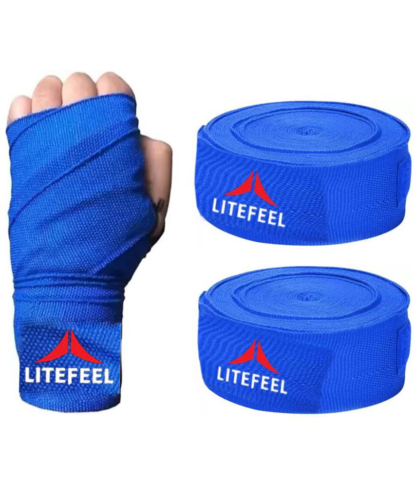     			LITE FEEL Blue Cotton Hand Wrap ( Pack of 1 )