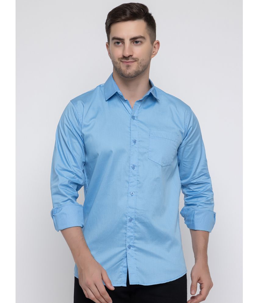     			MODERNITY Cotton Blend Regular Fit Solids Full Sleeves Men's Casual Shirt - Blue ( Pack of 1 )