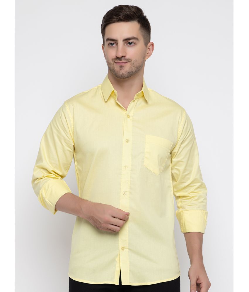     			MODERNITY Cotton Blend Regular Fit Solids Full Sleeves Men's Casual Shirt - Yellow ( Pack of 1 )