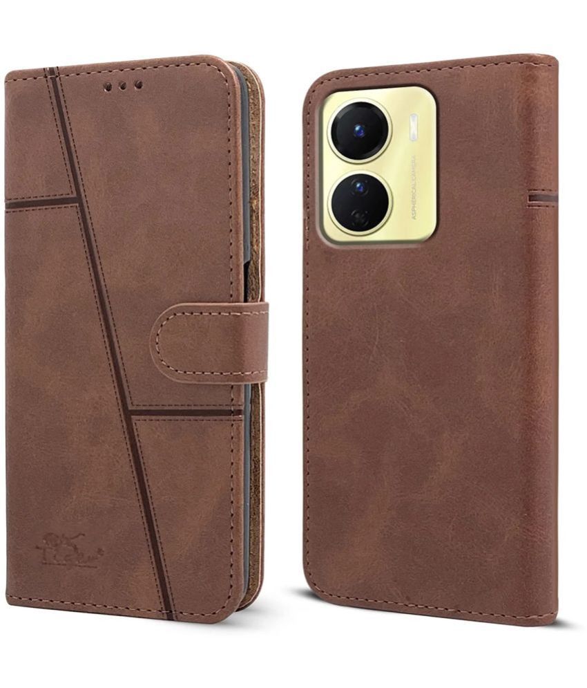     			NBOX Brown Flip Cover Artificial Leather Compatible For Vivo Y78 ( Pack of 1 )