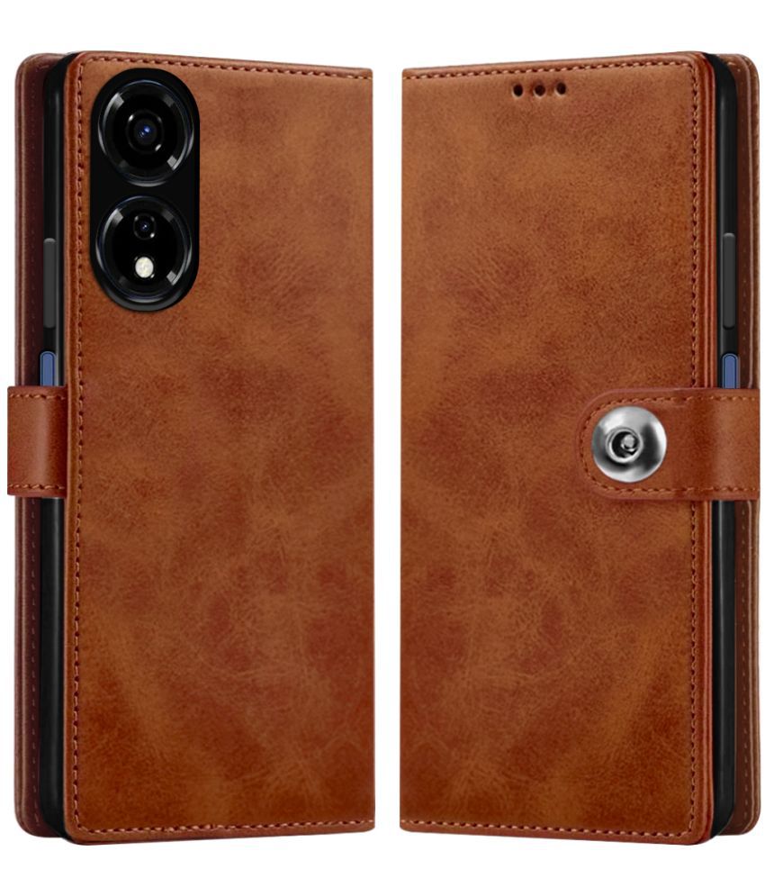     			NBOX Brown Flip Cover Leather Compatible For Itel P55 5G ( Pack of 1 )