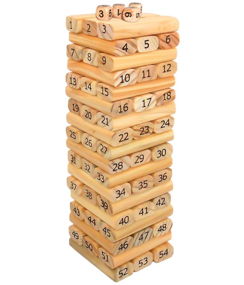     			RAINBOW RIDERS Wooden Stacking Tower Game and Puzzle , Wooen Block Master For Kids Boys Girls Age 3 + Years,48 Pcs Stacking Tower With 4 Dices For 1 or More Players, Best Xmas Gift