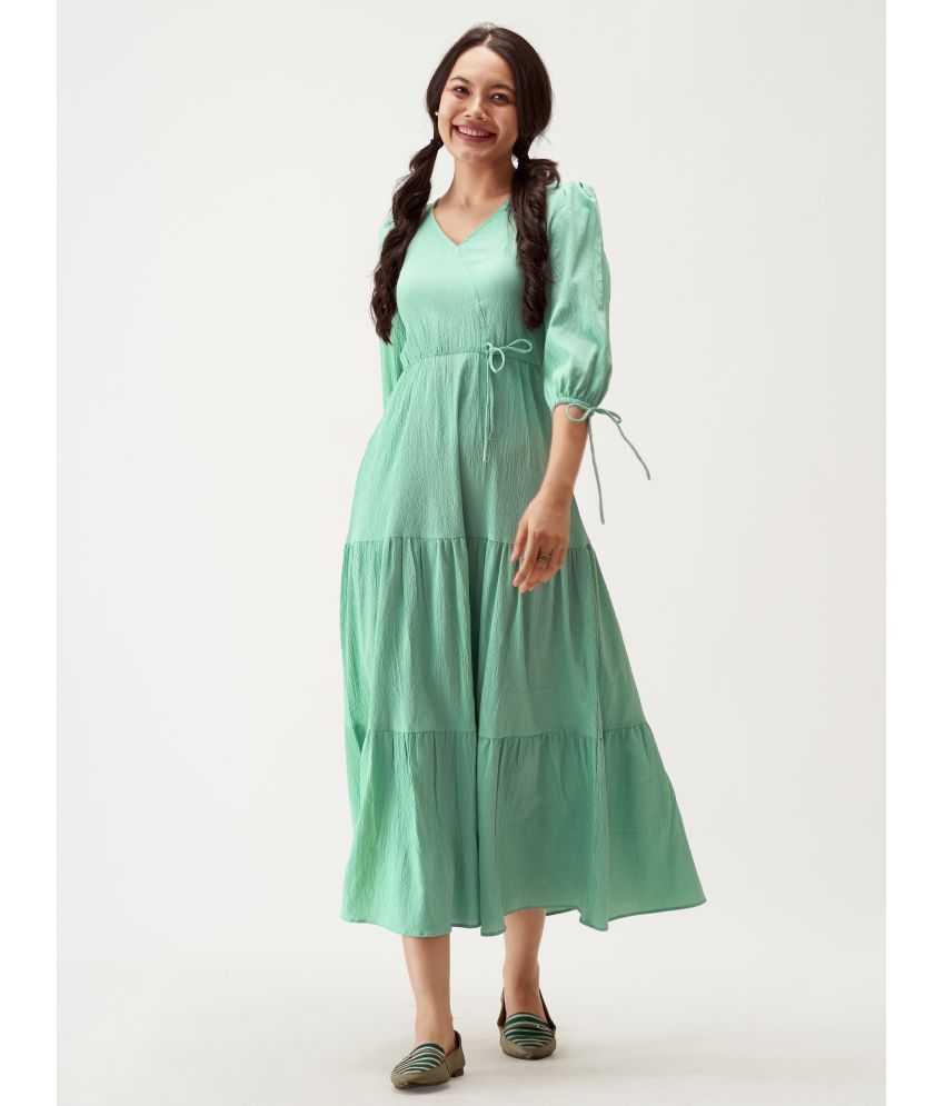     			aask Polyester Blend Solid Knee Length Women's Fit & Flare Dress - Mint Green ( Pack of 1 )