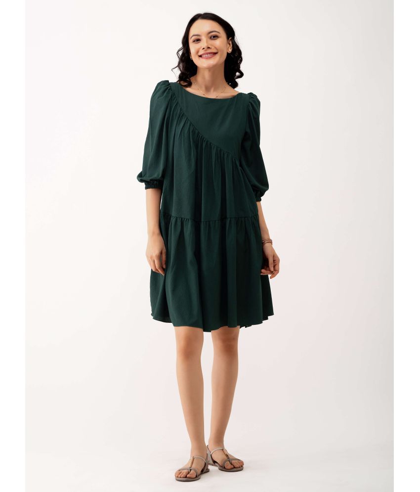     			aask Polyester Blend Solid Knee Length Women's Fit & Flare Dress - Green ( Pack of 1 )