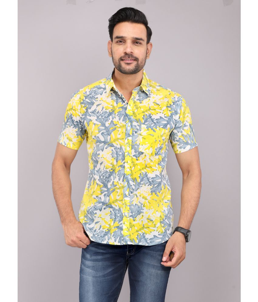     			ravishree Cotton Blend Regular Fit Printed Half Sleeves Men's Casual Shirt - Yellow ( Pack of 1 )