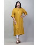 Swasti Cotton Blend Printed Straight Women's Kurti - Mustard ( Pack of 1 )