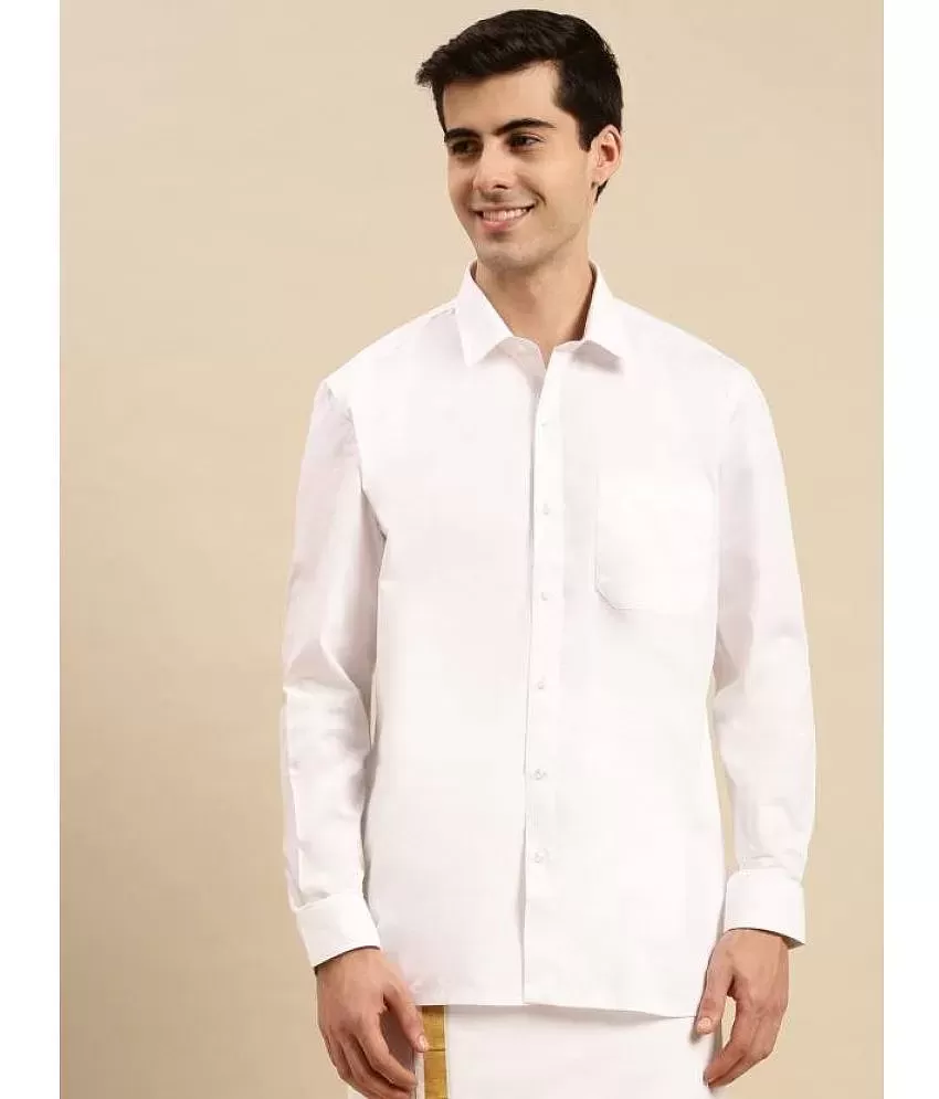 Ramraj cotton Cotton Blend Regular Fit Full Sleeves Men's Formal Shirt -  White ( Pack of 1 ) - Buy Ramraj cotton Cotton Blend Regular Fit Full  Sleeves Men's Formal Shirt 