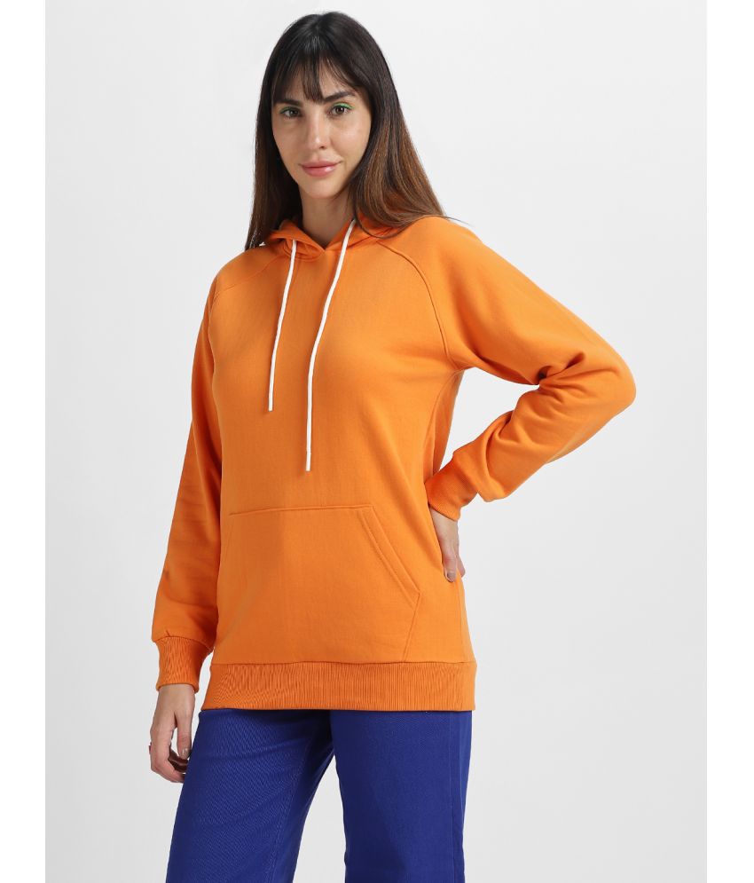     			JUNEBERRY Cotton - Fleece Women's Hooded Sweatshirt ( Orange )