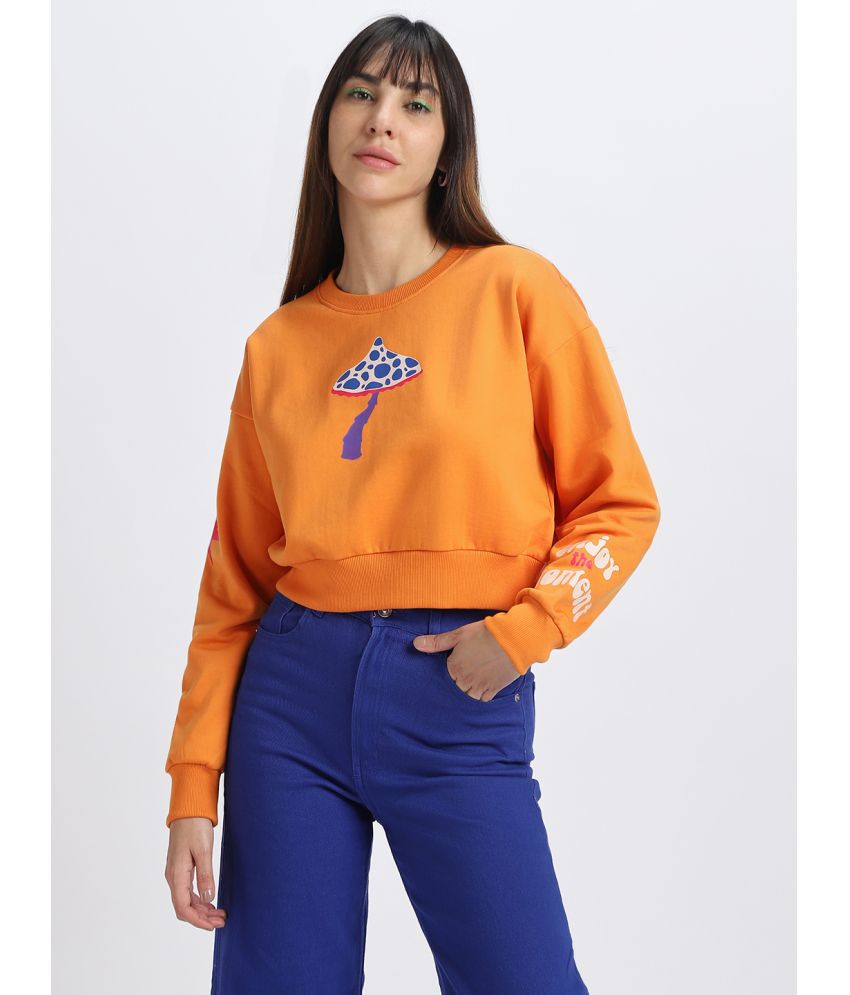     			JUNEBERRY Cotton - Fleece Women's Non Hooded Sweatshirt ( Orange )