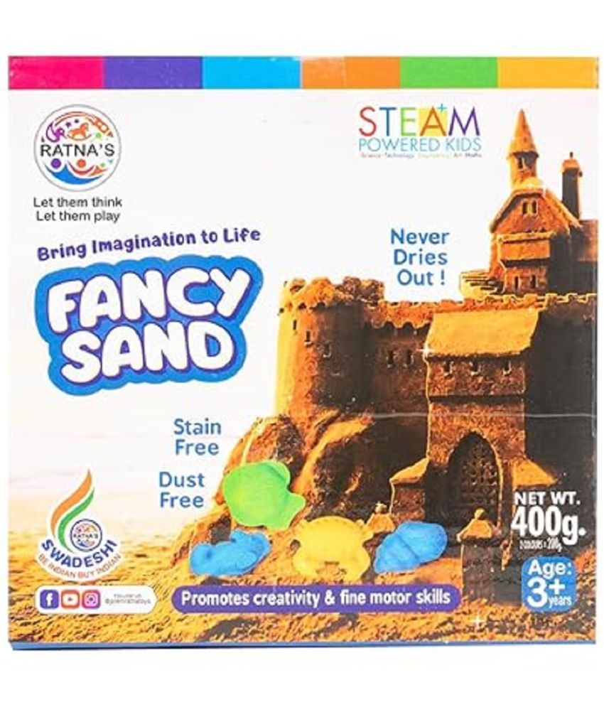     			RATNA'S Fancy Sand 400g Blue & Orange Colour with Big Mould for Indoor Beach Fun and Relaxation Kinetic Sand Kit Activity Toys, Soft Sand Clay Toys for Boys & Girls