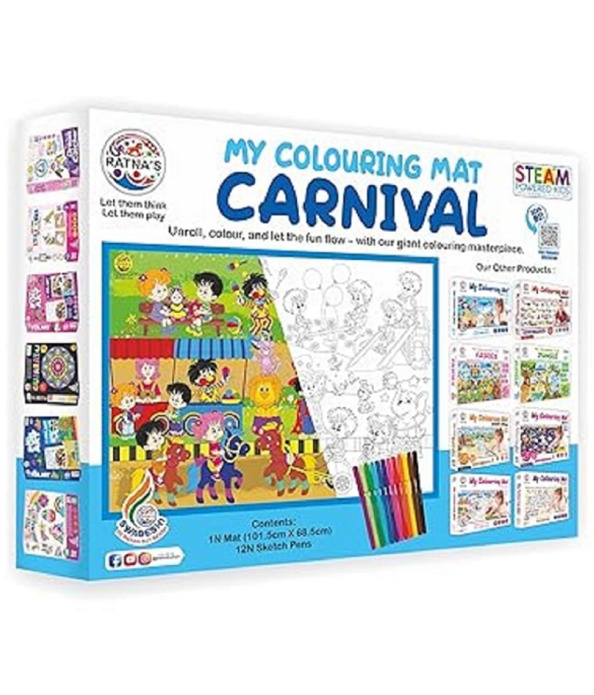     			Ratna's My Coloring Mat Carnival Printed Mat of Size 40 x 27 Inches, Washable & Reusable Colouring Kit for Kids 3+ Years