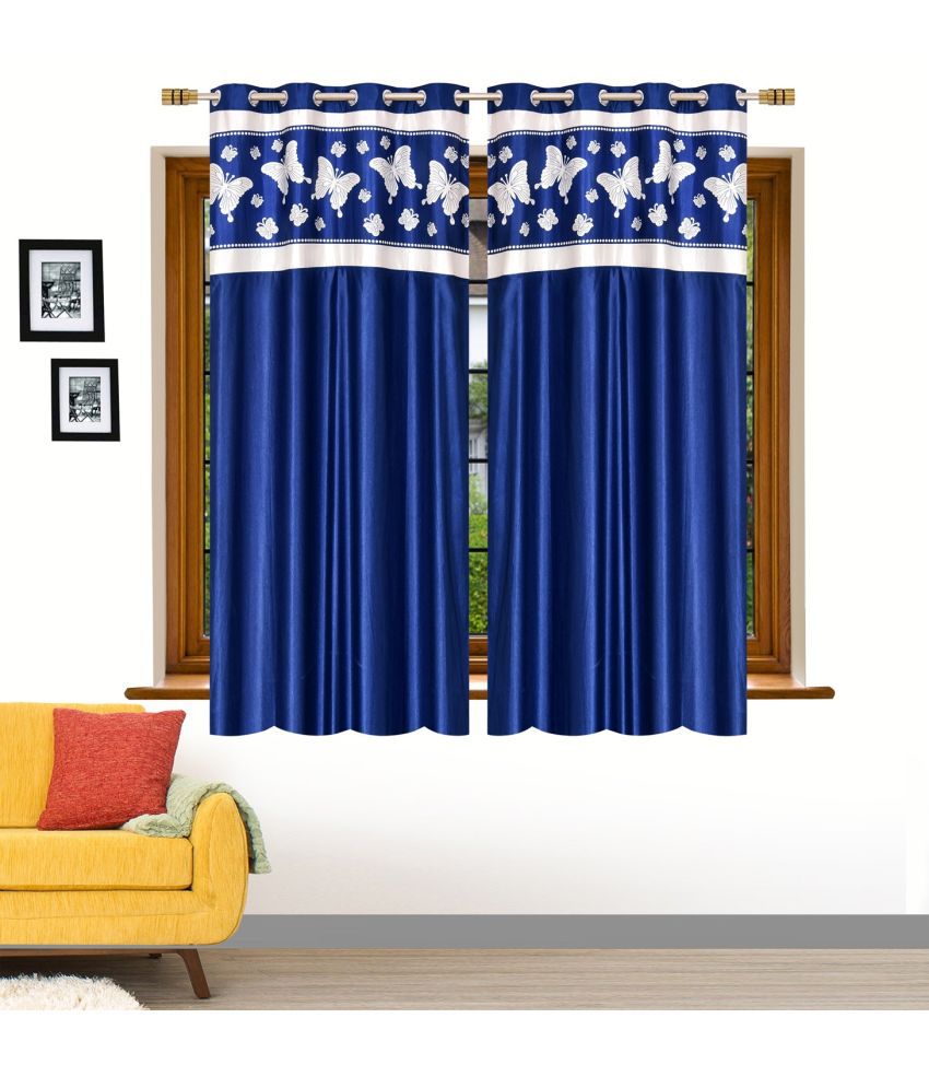     			Stella Creations Abstract Room Darkening Eyelet Curtain 5 ft ( Pack of 2 ) - Blue