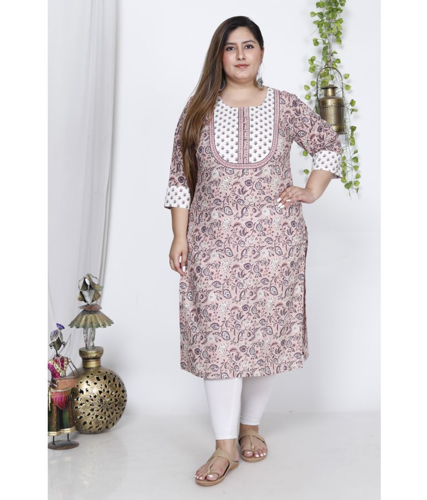     			Swasti Cotton Printed Straight Women's Kurti - Peach ( Pack of 1 )