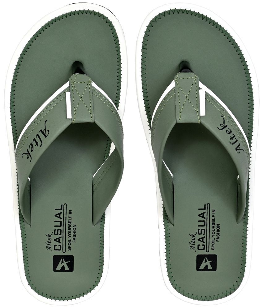     			Altek Green Men's Leather Slipper