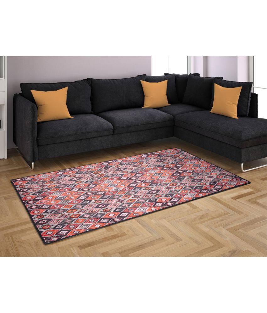     			HOMETALES Maroon Velvet Carpet Abstract 3x5 Ft