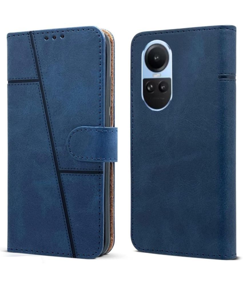     			NBOX Blue Flip Cover Artificial Leather Compatible For Oppo Reno 10 5G ( Pack of 1 )