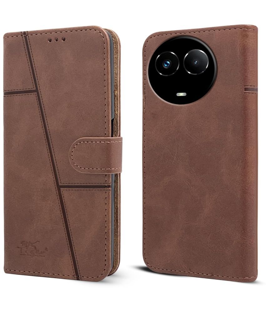     			NBOX Brown Flip Cover Artificial Leather Compatible For Realme 11 5G ( Pack of 1 )