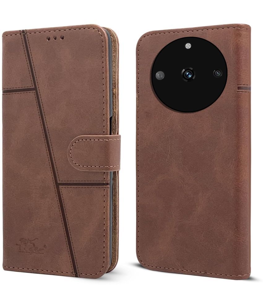     			NBOX Brown Flip Cover Artificial Leather Compatible For Realme Narzo 60 ( Pack of 1 )