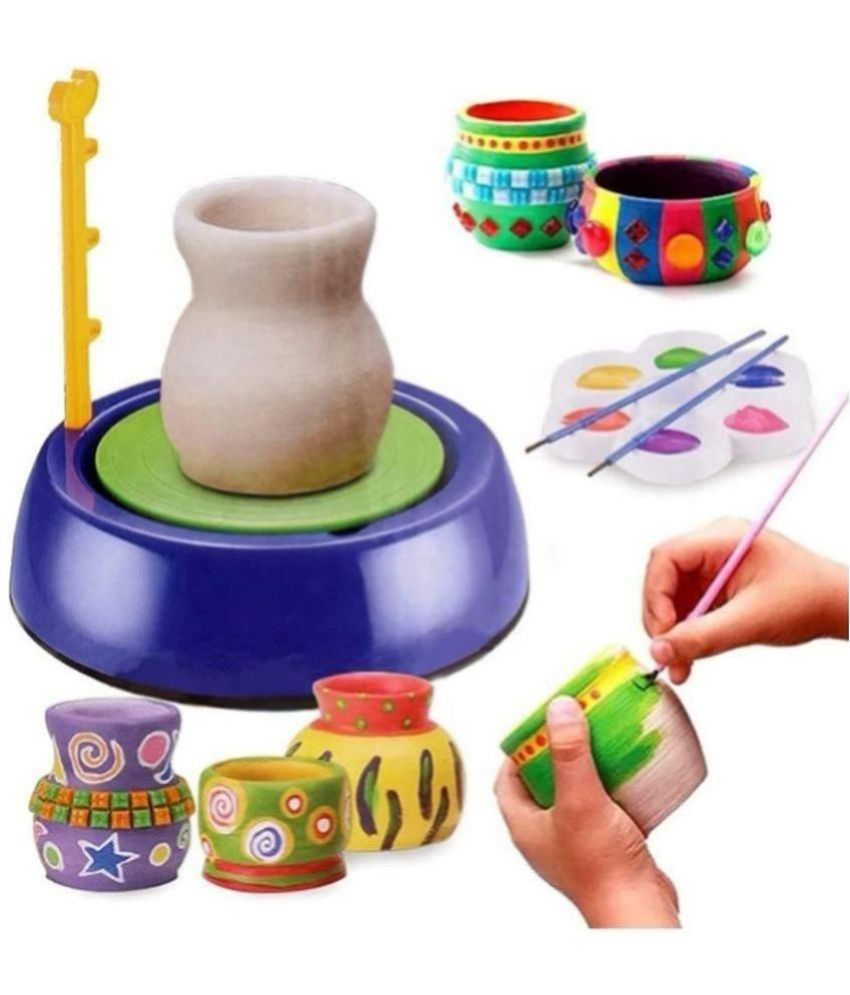     			RAINBOW RIDERS DIY Pottery Art Wheel Play Toy, Clay Pot Making Machine Game with Colors and Stencils for Kids/Educational Toys, 8+ Years (Multicolor)