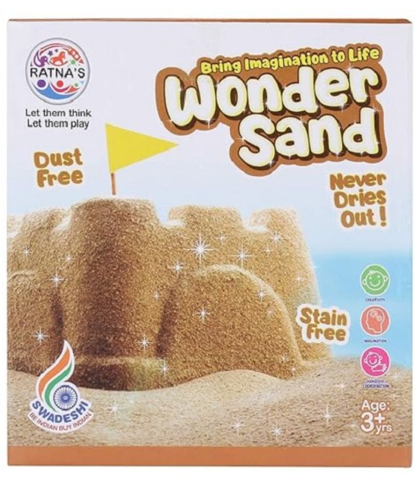     			RATNA'S Wonder Sand 500g Smooth Sand for Kids with One Big Mould (Without Tray) (Brown) - Creative and Relaxing Sand Play Experience for Kids