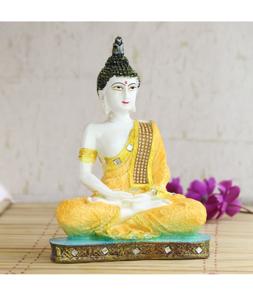     			eCraftIndia White & Yellow Meditating Lord Buddha Showpiece