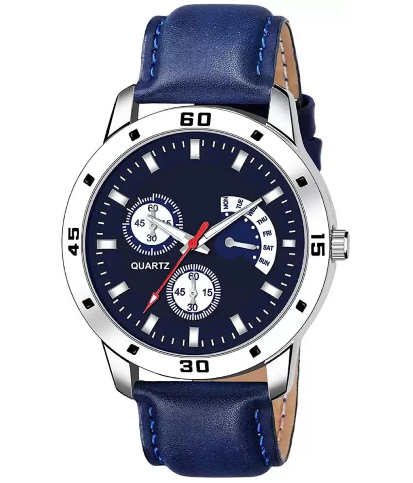     			selloria Blue PU Analog Men's Watch