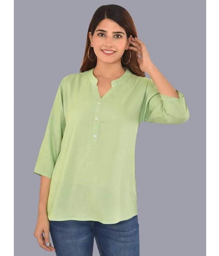 FABISHO Green Rayon Women s Shirt Style Top Pack of 1 Buy