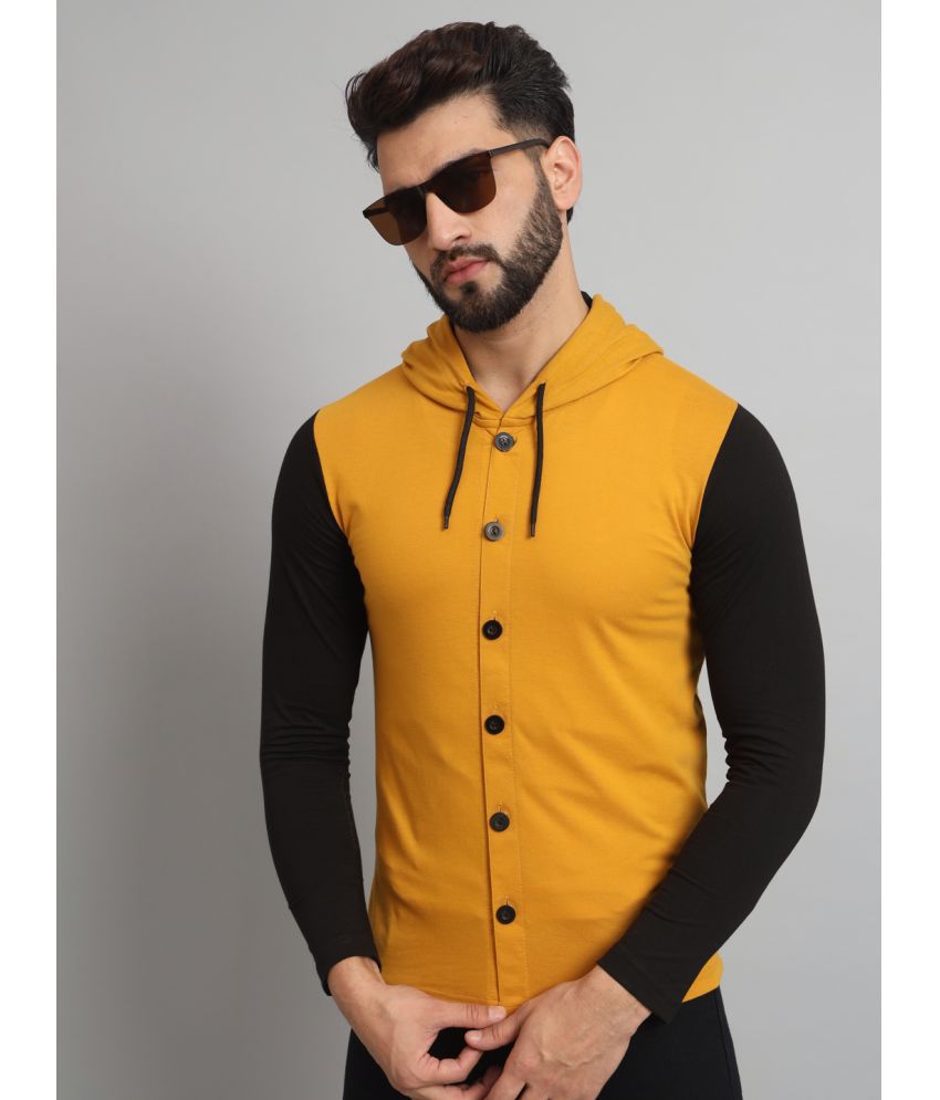     			ZEBULUN Cotton Blend Regular Fit Colorblock Full Sleeves Men's T-Shirt - Mustard ( Pack of 1 )