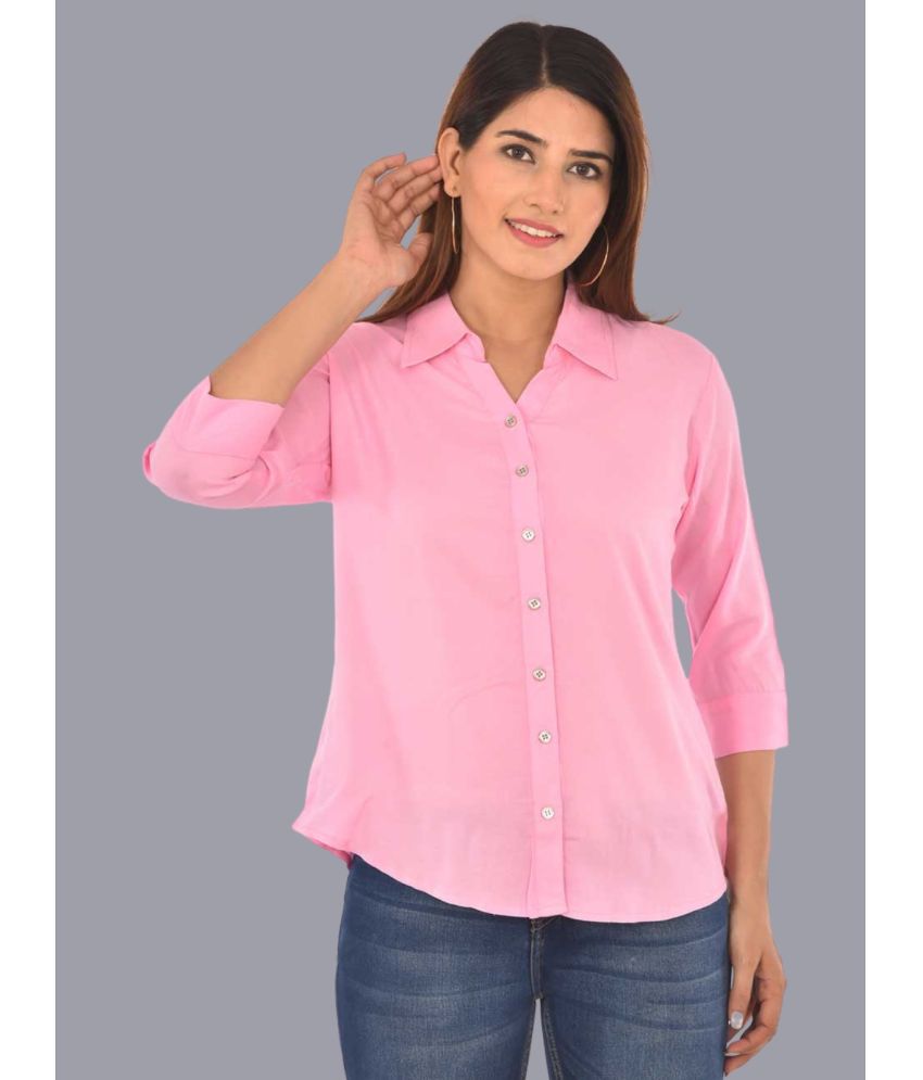     			FABISHO Pink Rayon Women's Shirt Style Top ( Pack of 1 )