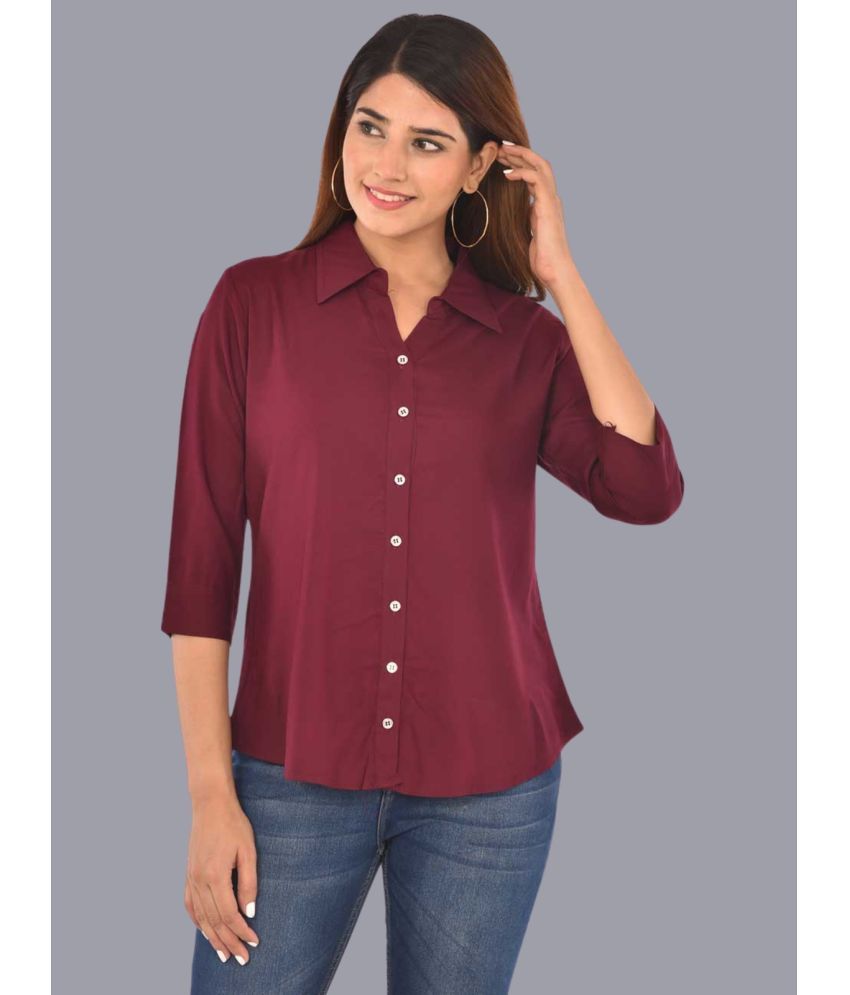     			FABISHO Wine Rayon Women's Shirt Style Top ( Pack of 1 )