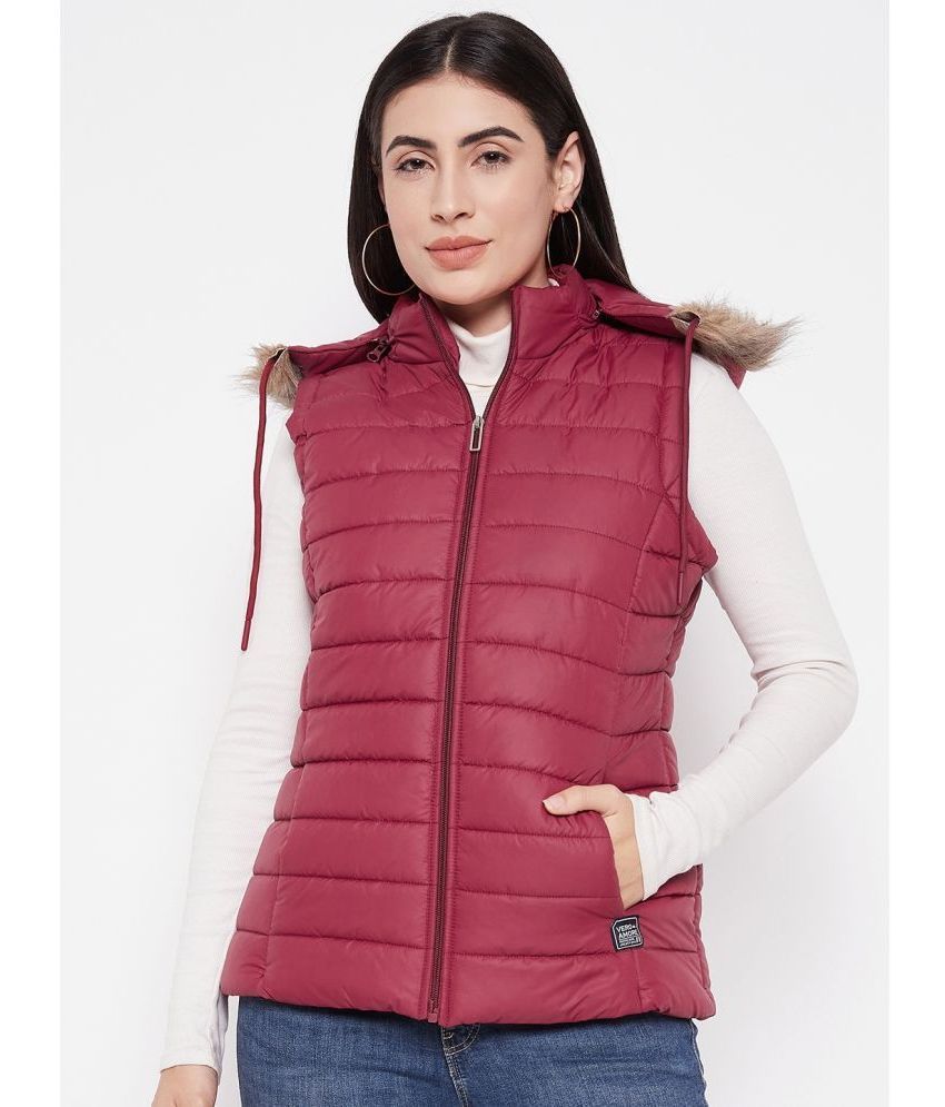     			VERO AMORE - Polyester Maroon Bomber Jackets