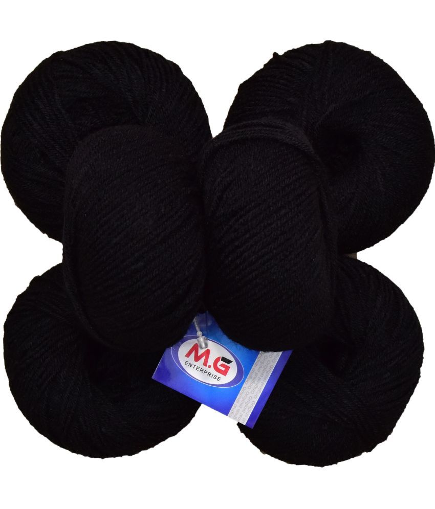     			100% Acrylic Wool Black (6 pc) Baby Soft Wool Ball Hand Knitting Wool/Art Craft Soft Fingering Crochet Hook Yarn, Needle Knitting Yarn Thread Dyed