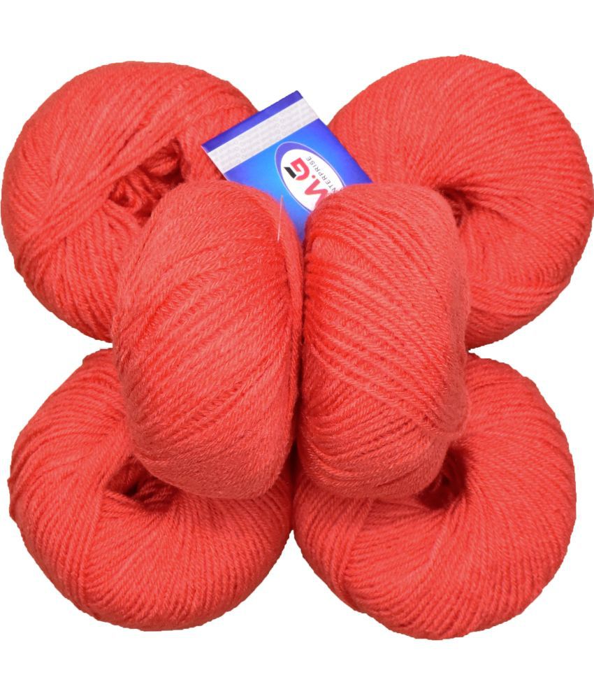     			100% Acrylic Wool Light Red (6 pc) Baby Soft Wool Ball Hand Knitting Wool/Art Craft Soft Fingering Crochet Hook Yarn, Needle Knitting Yarn Thread Dyed