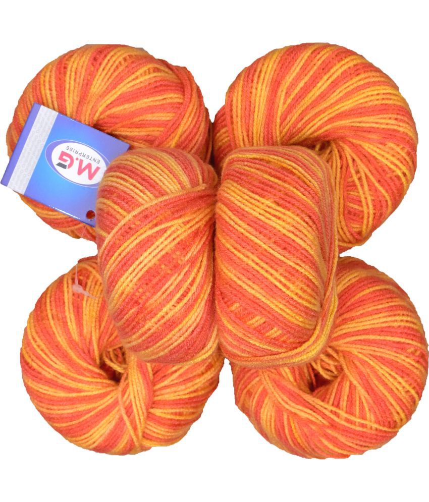     			100% Acrylic Wool Multi Orange (8 PC) Baby Soft Wool Ball Hand Knitting Wool/Art Craft Soft Fingering Crochet Hook Yarn, Needle Knitting Yarn Thread Dyed