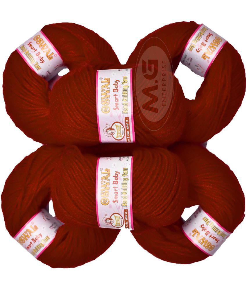     			100% Acrylic Wool Red (10 pc) Smart Baby 4 ply Wool Ball Hand Knitting Wool/Art Craft Soft Fingering Crochet Hook Yarn, Needle Knitting Yarn Thread Dye H IB