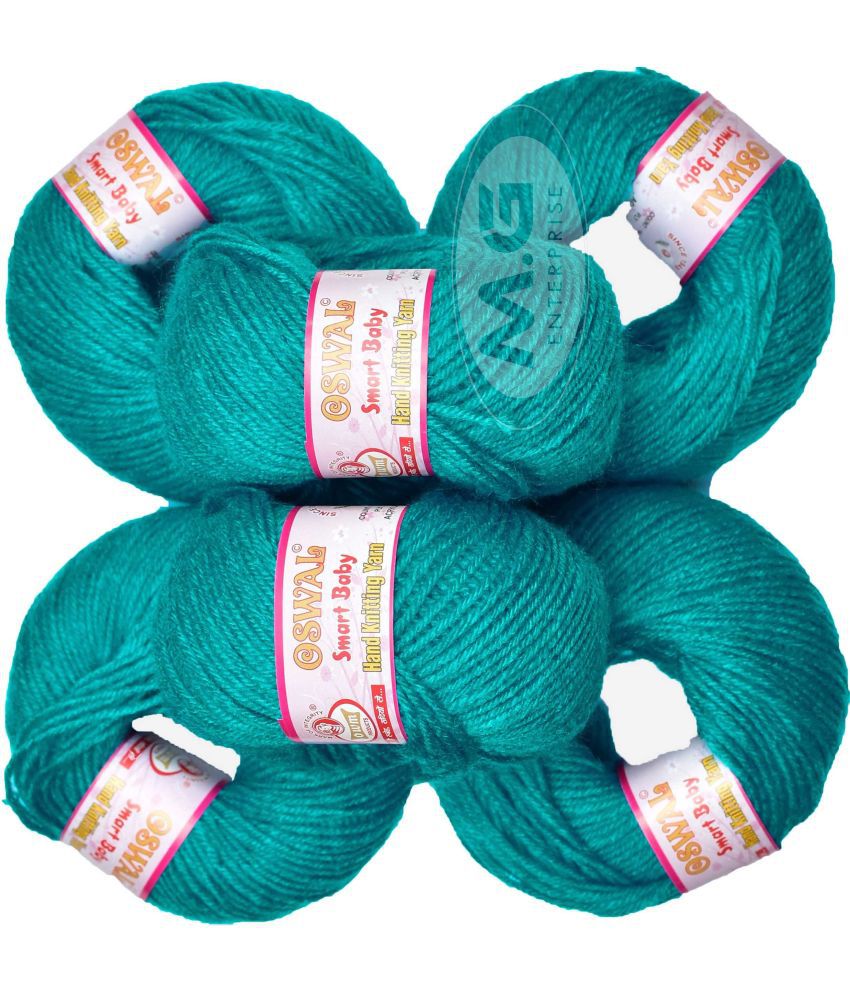     			100% Acrylic Wool Teal (10 pc) Smart Baby 4 ply Wool Ball Hand Knitting Wool/Art Craft Soft Fingering Crochet Hook Yarn, Needle Knitting Yarn Thread Dyed