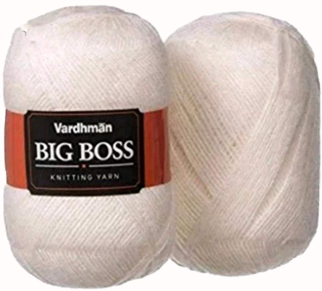     			Big boss Wool Hand Knitting Soft Fingering Hank 400gm Off White Shade no-15