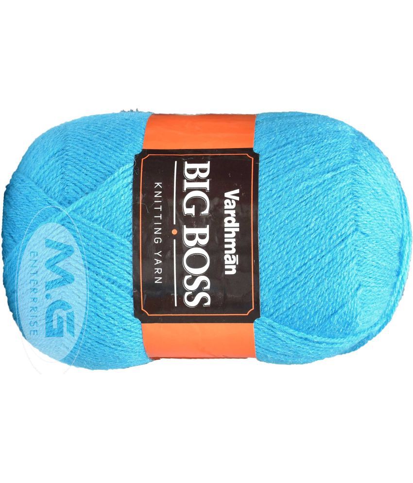     			Bigboss Aqua Blue (400 gm)  Wool Ball Hand knitting wool / Art Craft soft fingering crochet hook yarn, needle knitting yarn thread dyed- B CL