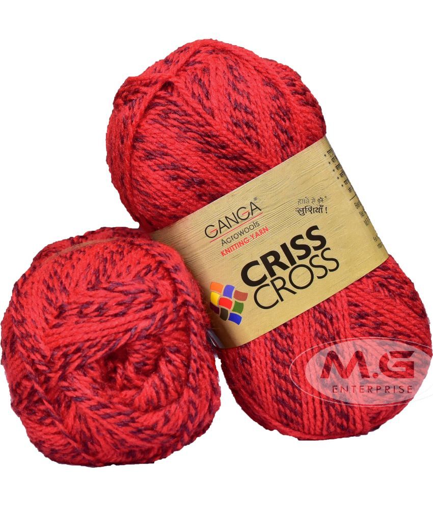     			Criss Cross Red (500 gm)  Wool Ball Hand knitting wool / Art Craft soft fingering crochet hook yarn, needle knitting yarn thread dye C DD